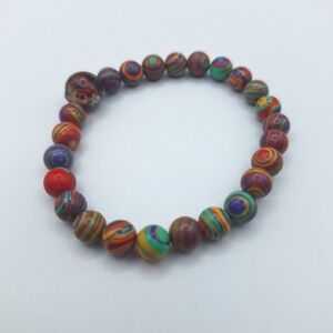 Multicolor Beaded‎ Stretch Bracelet Gemstone Malachite Style